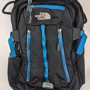 North face surge ii backpack pre-owned black teal